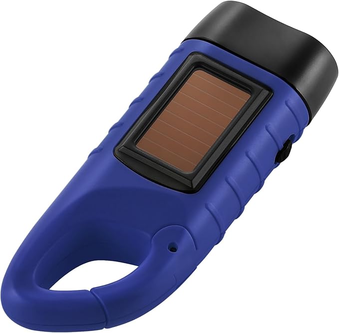 Simpeak 2-Pack Hand Crank Solar Powered LED Flashlight, Emergency Survival Flashlight with Dynamo Torch for Outdoor Sports (Blue)