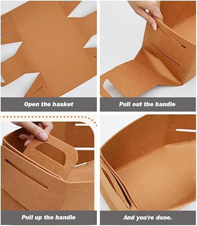 OULIGET Collapsible Car Trunk Organizer,Felt Large Capacity Sturdy Car Storage for Car Sedan or SUV,Portable Space Saving Multipurpose Storage Basket with Handles (Brown, Large)