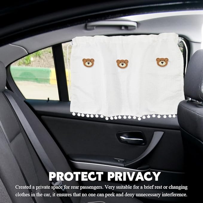 Car Side Window Sun Shade Privacy Curtain for Baby, Suction Cup Window Shade, 25"x18" Car Cartoon Sunshade Protector Heat Blocker Cover, Privacy Curtain for Kids Women (Three Bears)