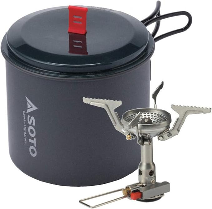 SOTO Amicus Stove with or without Igniter Camping Stove - Superior Under Windy Conditions, Shock Resistant, and Low-cost With High-end Performance Stove