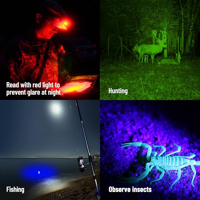 NICRON D10 Rechargeable Flashlights, 500 High Lumens EDC Mini Flashlight with Magnet 360ยฐ Rotation, RGB&UV Lights, IP54 Waterproof, Flexible Headlamp for Camping Fishing Hiking(Orange)