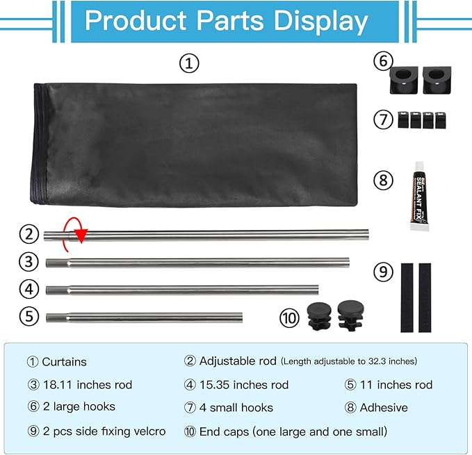 ZATOOTO Car Divider Curtain, Blackout Curtain for Vehicles, Adjustable Length for Large Vans, RVs, Trucks (6.56ft *4.42ft)