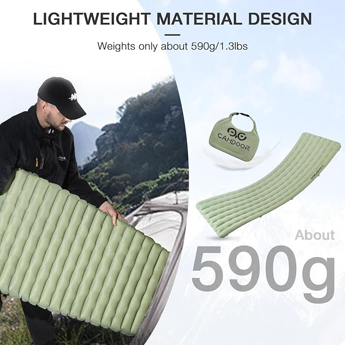 Insulated Sleeping Pads - Lightweight Sleeping Pad for Camping, 6.8 R-Value Upgraded Compact Camping Air Mattress for Backpacking, Hiking