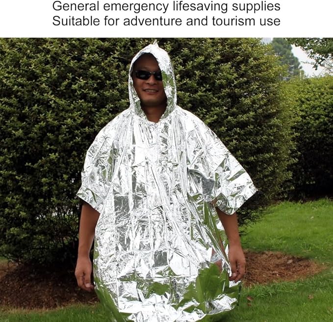 Emergency Blanket - Water Proof Aluminum Film Thermal Insulation for Outdoor Survival, Camping & Hiking - Compact & Lightweight (127x100cm)