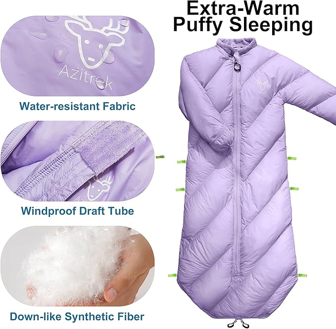 Walkable Toddler Sleeping Bags for Kids, Boys Girls (2T-4T) - Puffy Camping Sleeping Sack for Indoor, Outdoor, Travel, Sleepover, Slumber Party (up to 46 in)- Machine Washable, Lightweight
