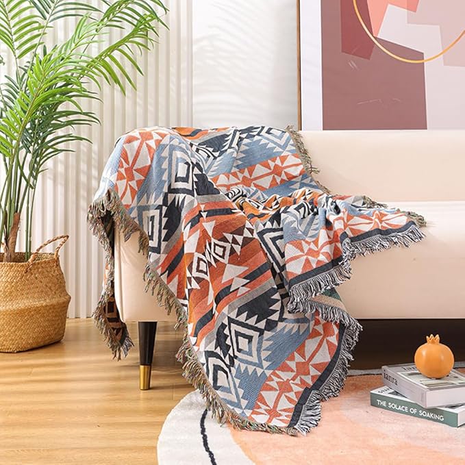 Lqprom Boho Southwest Throw Blankets Aztec Southwest Throws Cover Outdoor Camping Picnic Tent Beach Travel 51"x63"