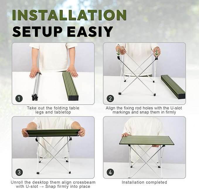 MellowCamp Camping Side Table, Ultralight Aluminum Folding Table, Small Compact Portable Ideal for Beach, Outdoor Cooking, Hiking, Camping, Picnics (Black,Medium)