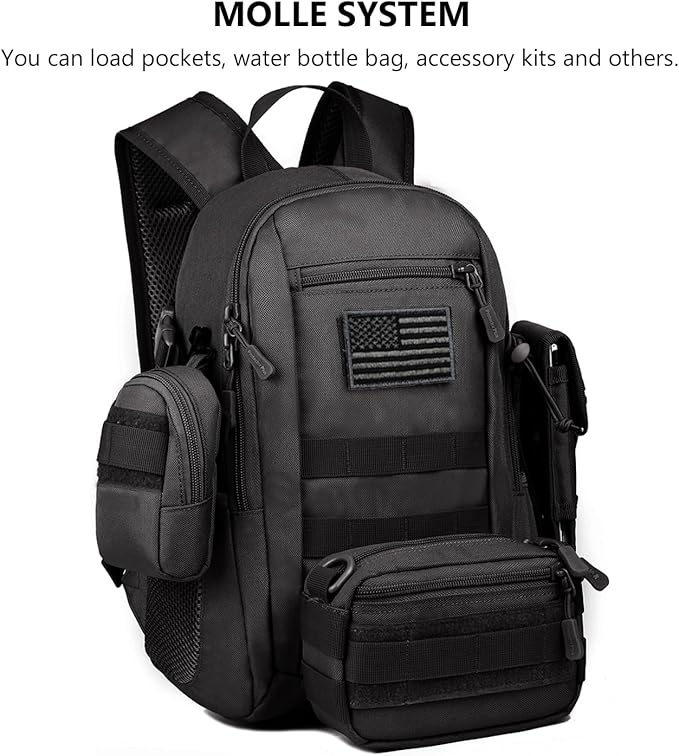 ArcEnCiel 10L/20L Mini X-Small Tactical Backpack MOLLE Daypack Gear Pack Camping Bag with Patch