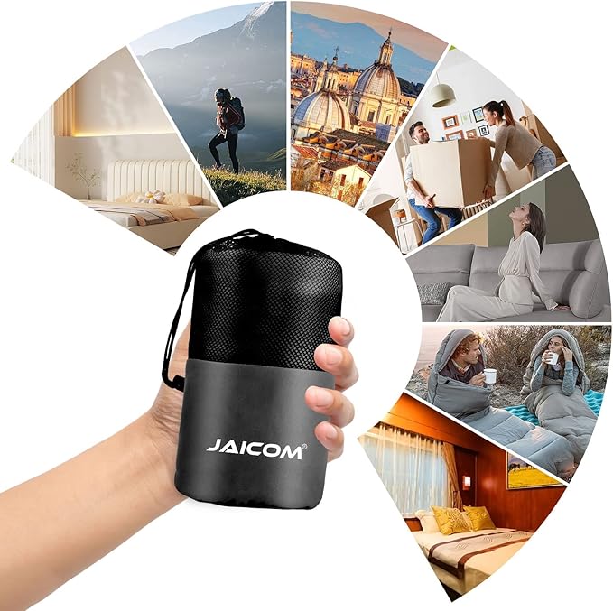 JAICOM Sleeping Bag Liner, Travel Sheets & Adult Sleep Sack, Ultralight and Portable Summer Sleeping Bag - Ideal for Backpacking, Hotels and Hostels, Business Trips, Camping