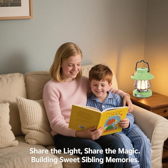 V.C Formark Snail Kids Camping Lantern Rechargeable - 3 Color Dimmable LED Light with USB-C Charging, Perfect Night Light for Bedroom, Outdoor Adventures & Emergency Use (Green)