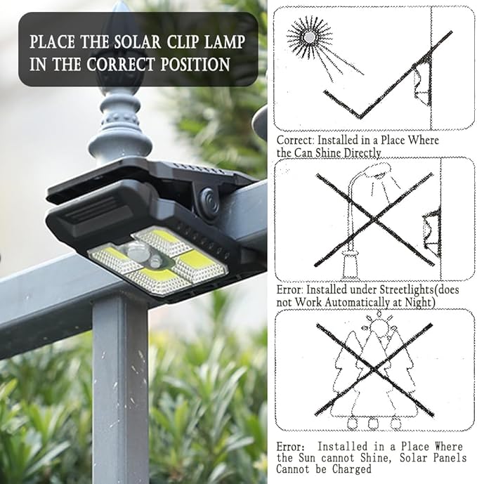 800lm Solar Motion Sensor Lights Outdoor LED Camping Tent Lantern Clip Wall Lamp Waterproof Garden COB Outdoor Courtyard Portable Security Lights for Camp Gutters Fence Garage 4 Pack