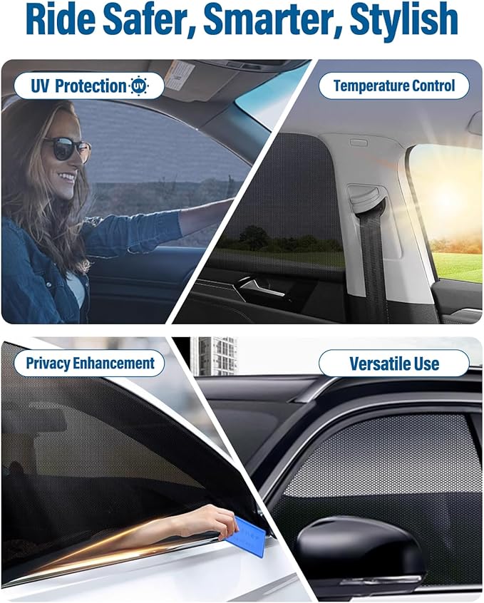 Car Window Shades 2 Pack, FOLUMAD Side Car Window Rear Sun Shades for Baby, Anti-UV Protection Breathable Mesh Camping Window Covers for Truck SUV, Protect Privacy for Kids, Family