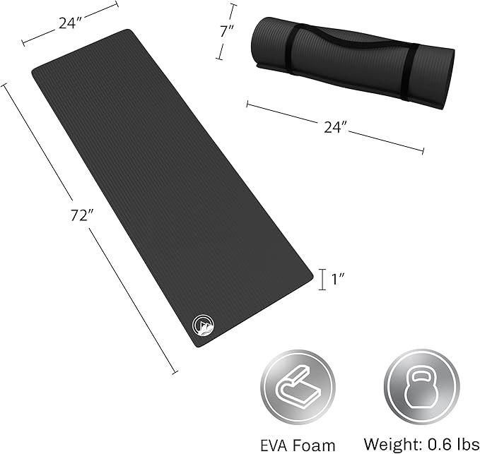 Foam Sleeping Pad - Lightweight 1-Inch Mat for Camping, Cots, Tents, Backpacking, and Yoga - Non-Slip and Waterproof with Handle by Wakeman