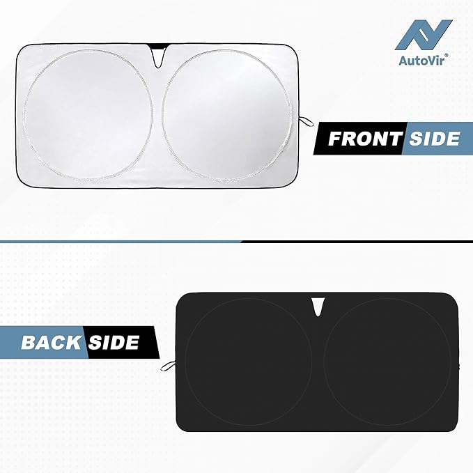 Tesla Windshield Sun Shade for Model 3 and Y - Size (56" x 36"), Premium 280T Reflective Sunshade, Heat Shield, UV Protection Foldable Front Window Sunshade with Storage Pouch Tesla Car Accessories
