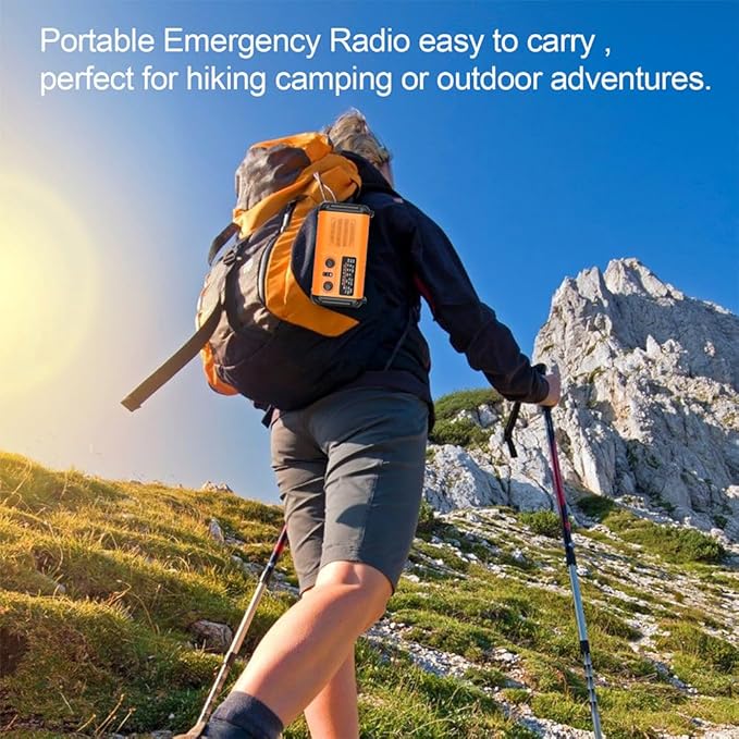 Weather Radio AM/FM/NOAA, Hand Crank Emergency Radio Flashlight, 20000mAh Battery Operated Cell Phone Charger, Solar Powered, Reading Lamp, Headphone Jack, SOS & Compass for Home Emergencies