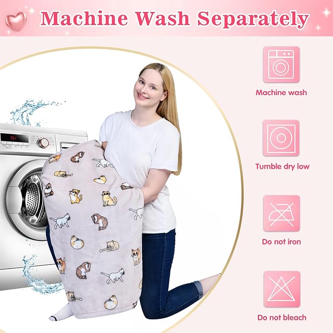 Waitu Wearable Blanket Sweatshirt Gifts for Women and Men, Warm and Cozy Giant Blanket Hoodie, Thick Flannel Blanket with Sleeves and Giant Pocket - Cat Gray