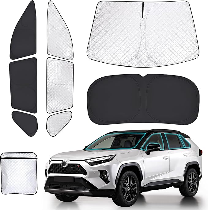ZATOTOO Car Window Shades for 2019-2024 Toyota RAV4 Sun Shade for Side Window Front Rear Windshield Triangular Window Shade Privacy UV Rays Sun Blocker Heat Insulation for Camp Nap Long Time Parking
