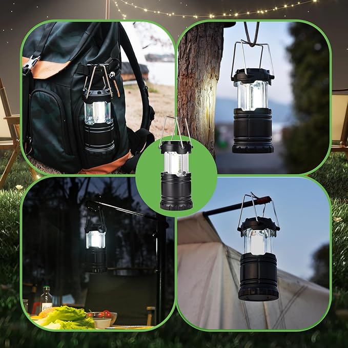 KPKJOO Lantern Collapsible Camping Light, Battery Operated Lanterns LED Super Bright for Power Outages Indoor Emergency Outdoor Camping Hiking Kit (4, COB)