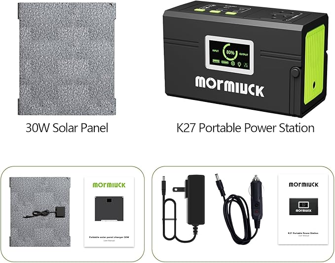 Solar Generator, 127W(Peak 200W) 88.8Wh Portable Power Station with 30W Solar Panel, 110V Lithium Battery Pack with Ac Outlet, Soalr Powered Generator for Home,Camping