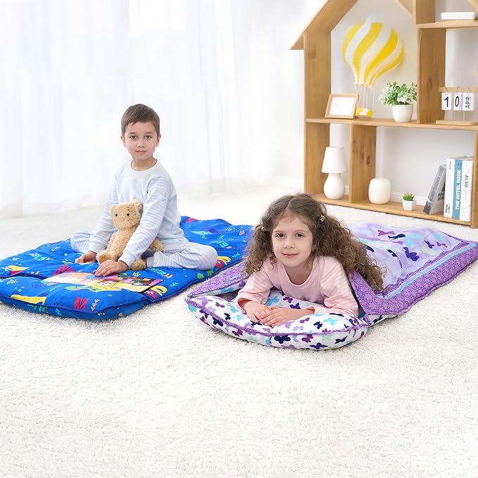 UOMNY Toddler Nap Mat for Boys-Dinosaur Nap Mats with Pillow,Boys Girls Sleep Mat for Preschool Kindergarten 53 x 22 inches