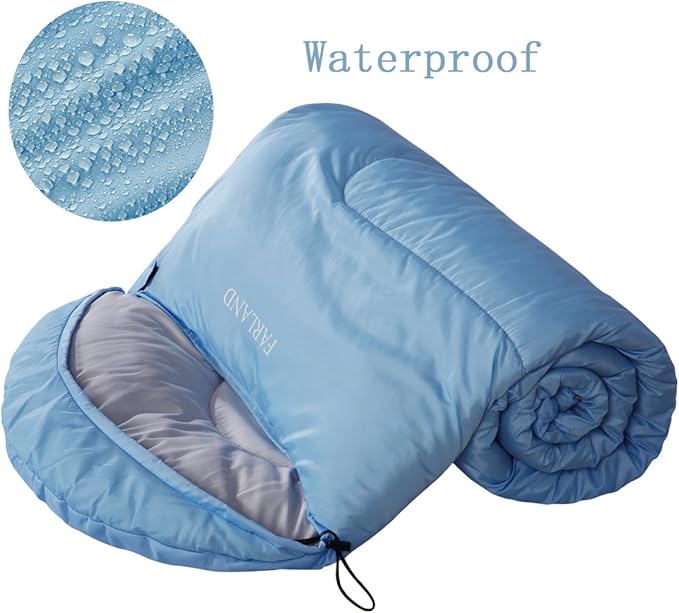 FARLAND Sleeping Bags for Adults Teens Kids with Compression Sack Portable and Lightweight for 3-4 Season Camping, Hiking,Waterproof, Backpacking and Outdoors