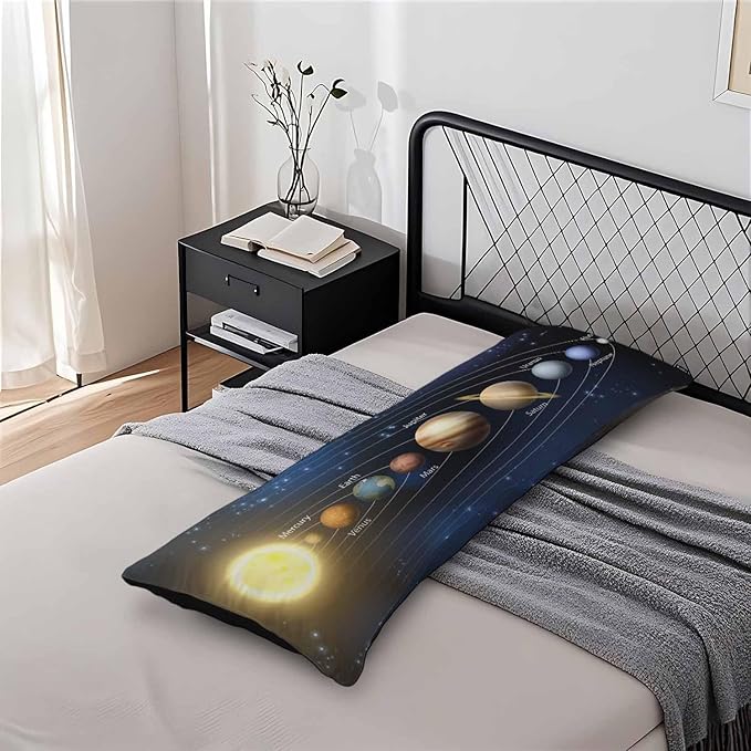 20"X54" Body Pillow Case Solar System, Galaxy Planet Outer Universe Space Side Sleeper Body Pillow Covers Long Pillowcase Protector Accent Body Cushion Cover for Couch Bed Sofa Car