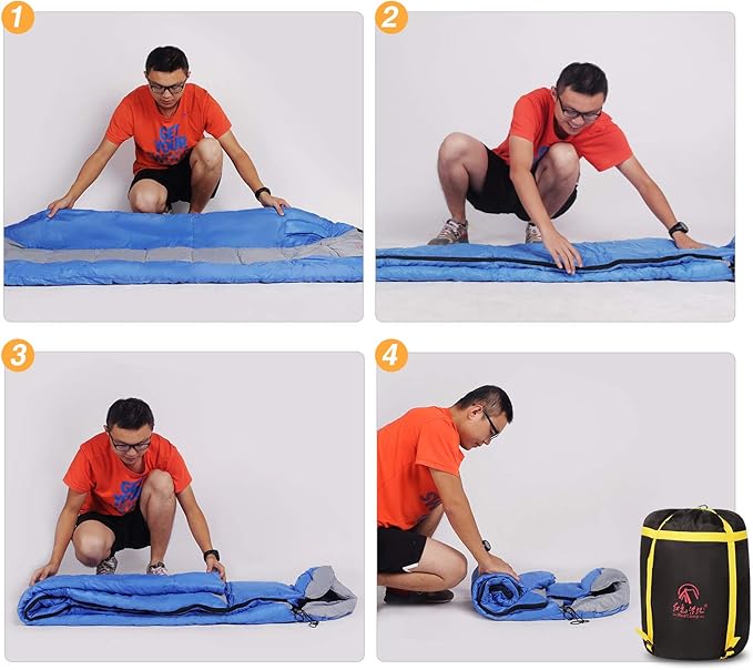 REDCAMP Lightweight Sleeping Bag with Armholes, 81"x27" Warm Weather Sleeping Bag Comfort for Outdoor Camping, Blue