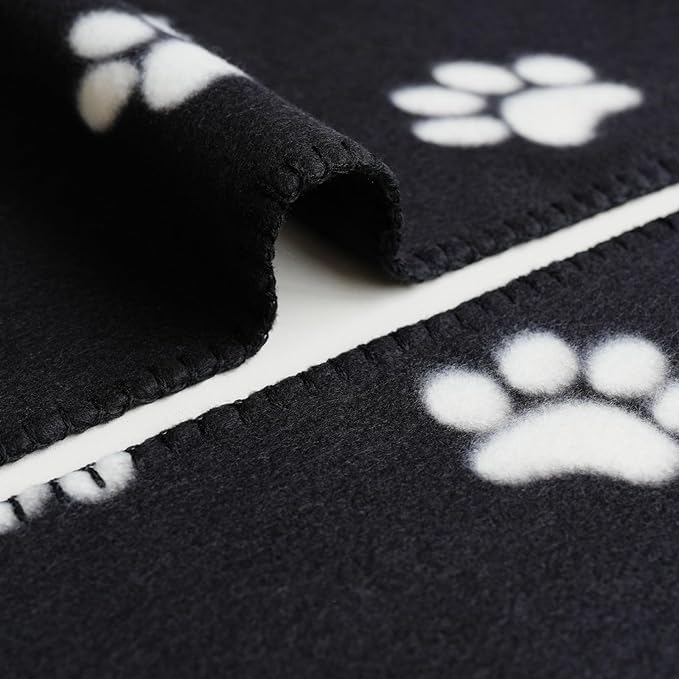 ZYFZCYBL Fleece Throw Blankets Lightweight Warm Soft Cozy Pet-Friendly Bulk Fleece Throw Blanket Solid for Home Bed, Sofa,Office,Gifts, Couch (Pack of 6-50 x 60 inch,Black White Paw Print)