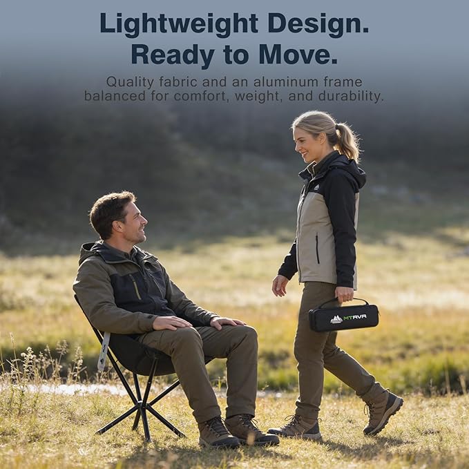 MTRVR Lightweight Folding Camping Chair — Compact One-Piece Design, Quick Setup, Stable Aluminum Frame, Portable Chair for Travel, Hiking & Short Outdoor Breaks