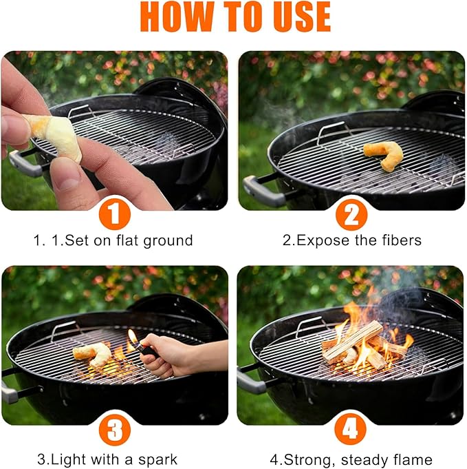 E500 Fire Plugs, 50 Pack Waterproof Fire Starter Plugs, Long Burning & Easy Ignition for Camping, Emergency Preparedness, Fire Pits & Grills
