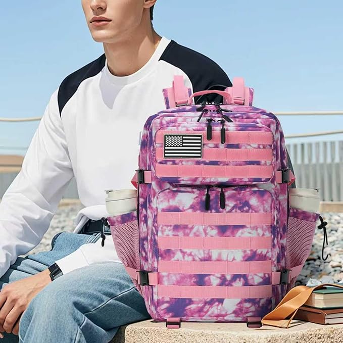 Lovelinks21 45L Tactical Assault Backpack 3 day assault pack with Molle Waterproof backpack Rucksack for Tactical Backpacks (Rose Tie-Dye)
