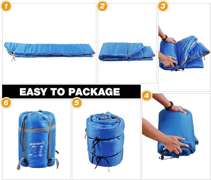 REDCAMP Kids Mummy Sleeping Bag for Camping, 3 Season Cold Weather Sleeping Bag Fit Boys,Girls & Teens, Blue/Rose Red