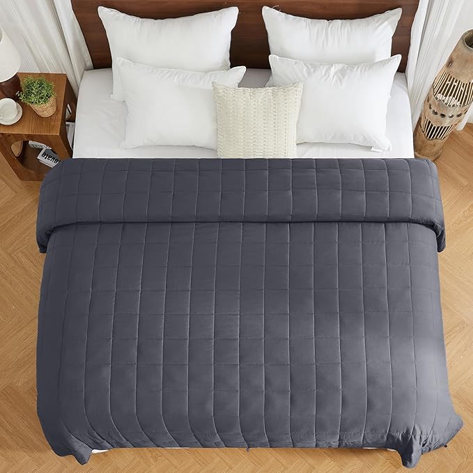 yescool King Size Weighted Blanket for Adults (30 lbs, 80” x 87”, Grey) Cooling Heavy Blanket for Sleeping Perfect for 290-310 lbs, Breathable Blanket for Adults & Couple All Season, Machine Washable