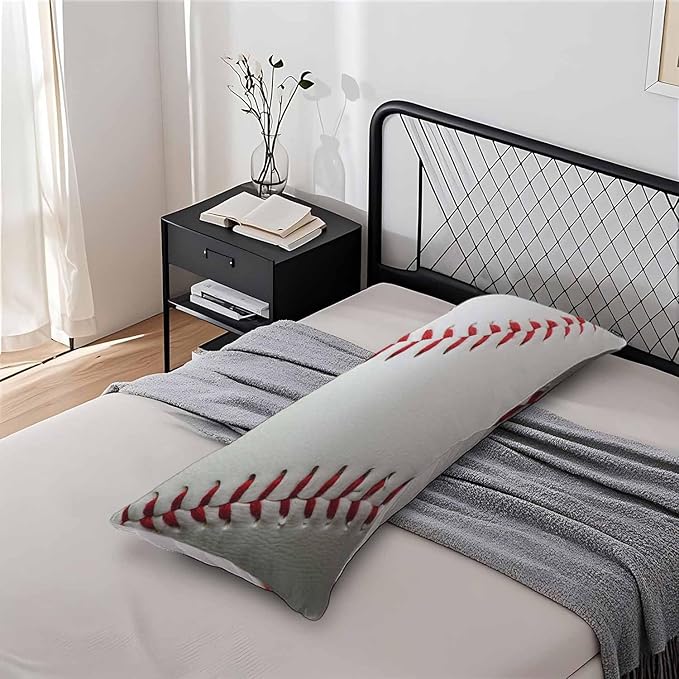 Baseball Rectangle Body Pillow Covers Baseball White Red Couch Body Pillow Pillowcase Decorative Home Body Pillows Bed Pillow Cushion Covers for Sofa Car Shop 20"X54"