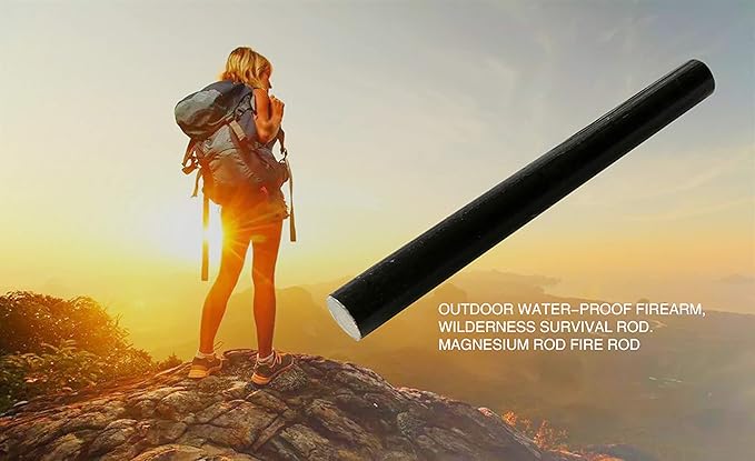 Fire Starter Kit – 6 Magnesium Bags + 3.15" Ferro Rod (12,000+ Strikes) + 4" Waxed Rope (12 Min Burn) – Survival Kit in Waterproof Tin for Camping, Hiking