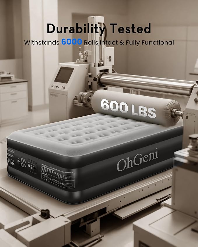 OhGeni Air Mattress Full with Built in Pump, 20" Raised Inflatable Blow up Mattress, Family Choice Award Winner, Portable Foldable Bed with Upgraded Surface for Home & Camping, 600 lbs