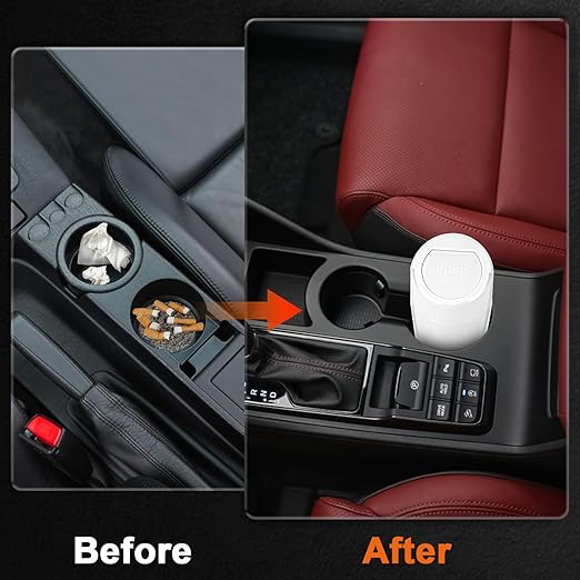 Car Trash Can, Mini Car Trash Bin with Lid, Leakproof Cup Holder Car Garbage Can with 20 Trash Bags, Vehicle Front Back Seat Organizers and Storage for Car, Home, Office, White