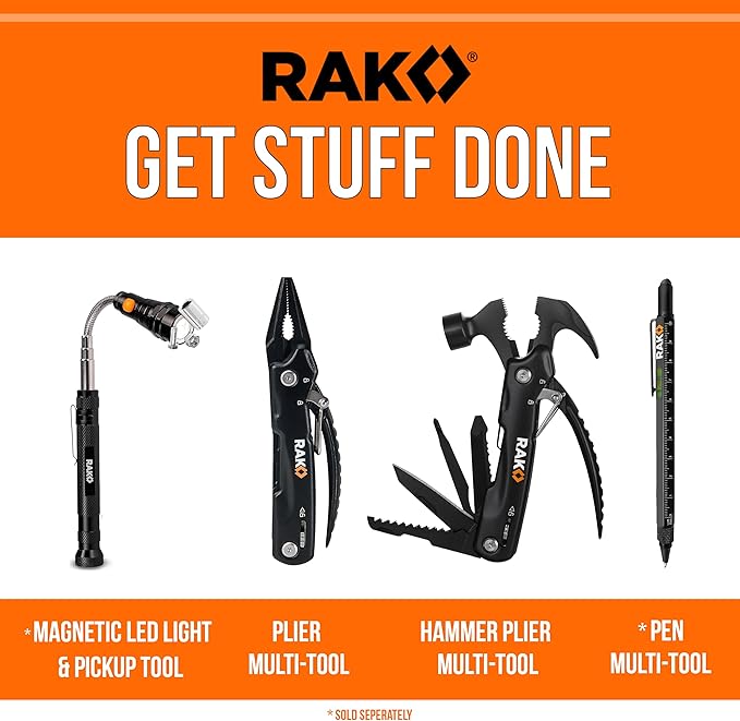 RAK Pro Tools Pliers Multitool - Cool Unique Gifts For Dads Who Have Everything - Compact DIY Survival Multi Tool Gift for Men, Husband, Handyman - Backpacking & Camping Accessories (Pack of 2)