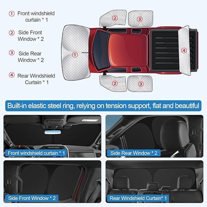 XCBYT 2015-2023 Ford F150 Window Shades Full Car Window Covers with 6 Layers Thickened 100% Sun UV Blackout Car Privacy Curtains for Breastfeeding Napping Dressing Camping 6 Pack F150 Accessories