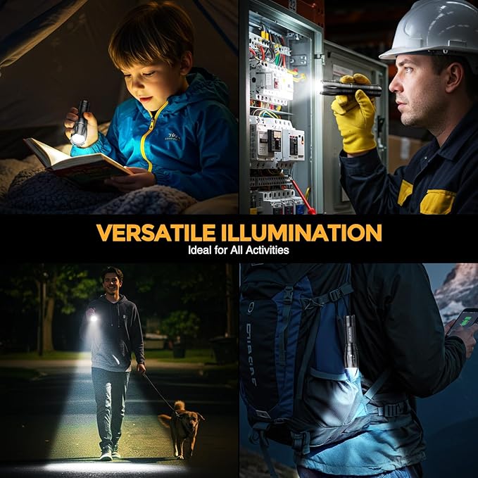 BUCASA 6 Pack Rechargeable Flashlights High Lumens, Brighter Small Flashlight Powerful Tactical Flashlights Rechargeable, Waterproof LED Flashlight with 3 Zoomable Modes for Camping Emergency
