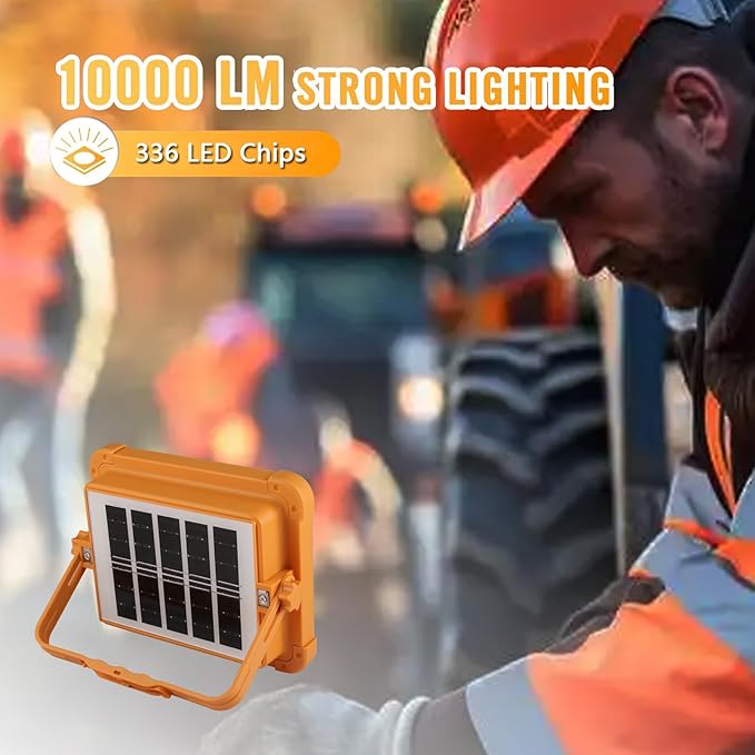 Solar Portable Rechargeable Work Light,16500mAh 120W Magnetic Flood Battery Work Light 10000LM Outedoor LED Camping Lights IP66 Waterproof for Job Site Repair,Camping, Hiking, Emergency