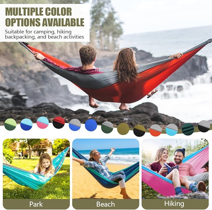OBTANIM Camping Hammock 500lbs Portable Lightweight Single or Double Hammock with Tree Straps and Carry Bag for Camping Backpacking Hiking Travel Beach Outdoor Indoor (Army Green)