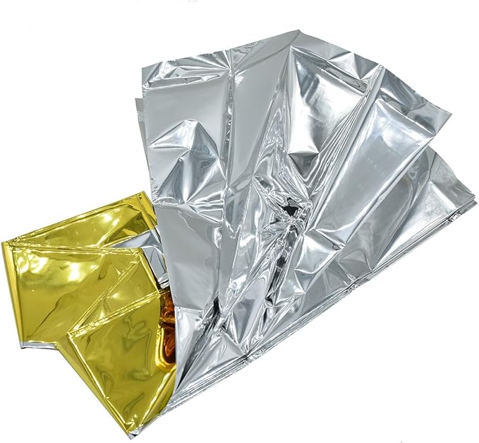 Emergency Blanket Mylar Survival Blanket 82" X 62" Two-Sided Extra Large – Moisture Proof and 90% Heat Retention Foil Space Solar Emergency Thermal Blanket Pack of 10