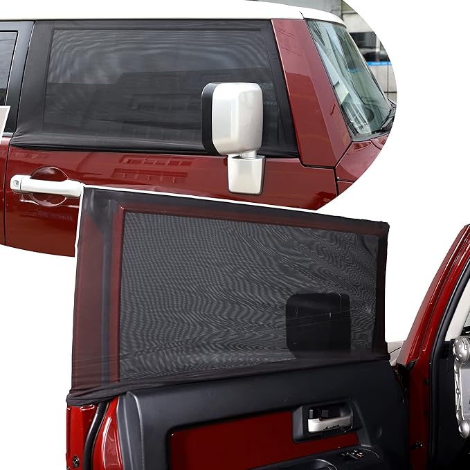 LLKUANG 100% Protection from Bugs for Toyota FJ Cruiser 2007-2021 Shade Breathable Mesh Car Curtains Door/Window Net Car Window Screens for Camping-2Pcs