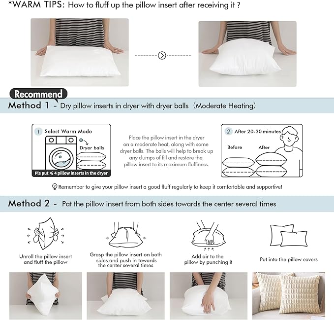 MIULEE Pack of 2 24x24 Inch Outdoor Pillow Inserts Waterproof Decorative Throw Pillow Insert, Square Lumbar Garden Pillow Form for Patio Sofa Couch