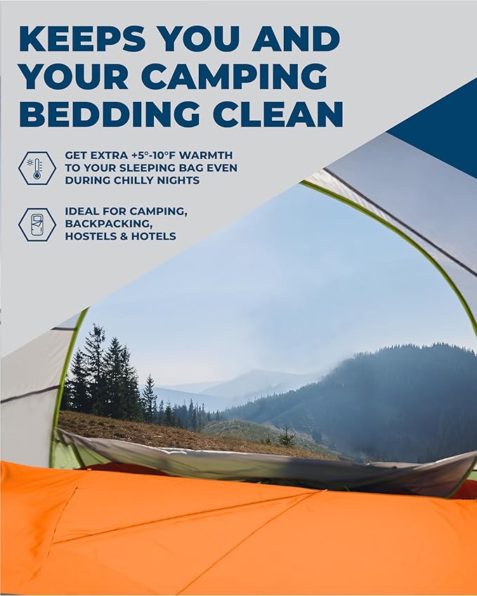 The Friendly Swede Sleeping Bag Liner — Ultralight Polyester or Cold Weather Microfiber Adult Sleep Sack- Camping Sheets - Travel Sleeping Bag with Pocket-Size Stuff Sack