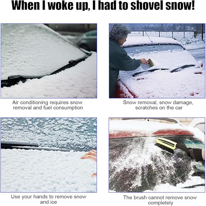 Car Rear Windshield Snow Cover, Oxford Fabric Vehicle Rear Window Snow Ice Protector with Elastic Strap, Automotive Back Window Frost Guard Sunshade, Universal for Most Sedan SUV