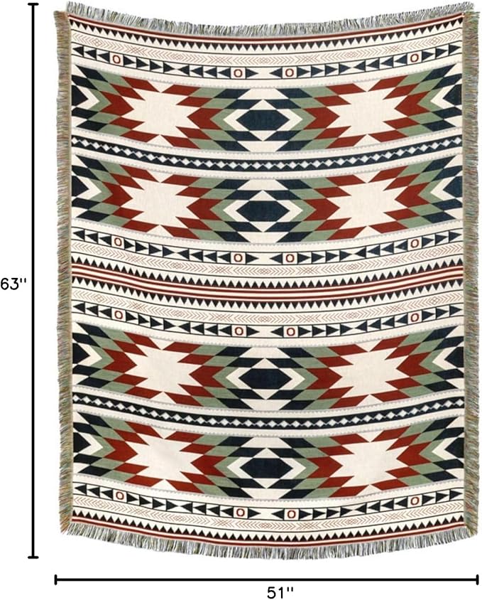 Lqprom Southwest Throw Blankets Aztec Southwestern Throws Cover Boho Native American Blankets for Gift Sofa Table Bed Living Room Decor Outdoor Camping Picnic Tent Beach Car Traveling 51"x63"