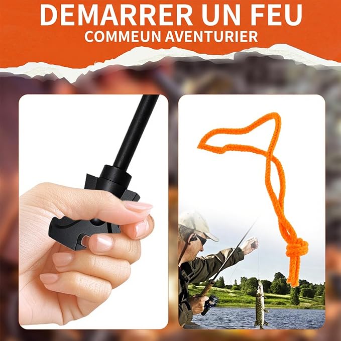 2PCS Magnesium Fire Starter with Striker, High Temp Magnesium Rod, Ferro Rod Fire Starter Survival Tool with 20Pack Waterproof Tinder and Steel Fire Striker for Camping, Hiking and Emergency