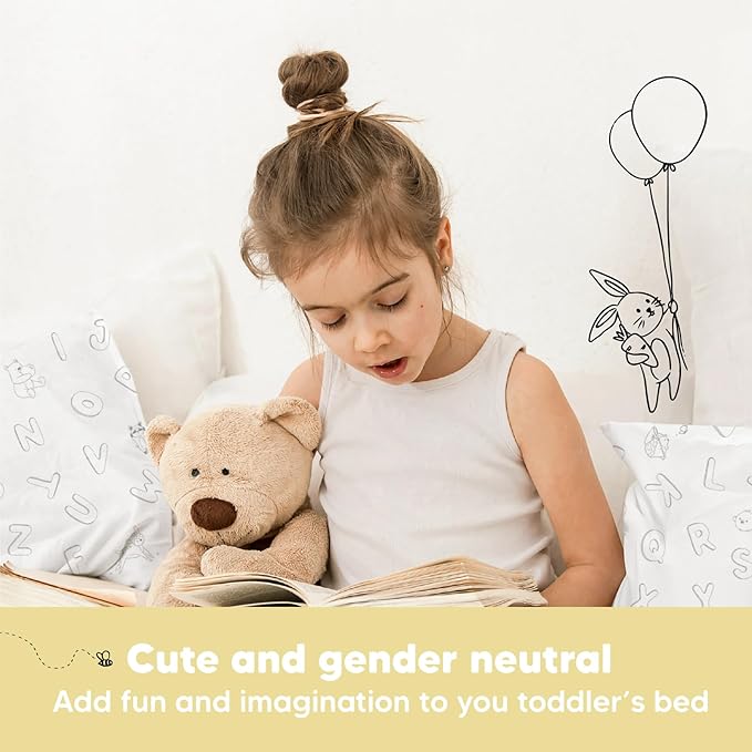 Toddler Pillow with Pillowcase - 13x18 My Little Dreamy Kids Travel Bed Pillows for Sleeping, Organic Cotton Small Pillowcase, Soft & Breathable, Machine Washable, Toddlers 2-5 years old (ABC Land)